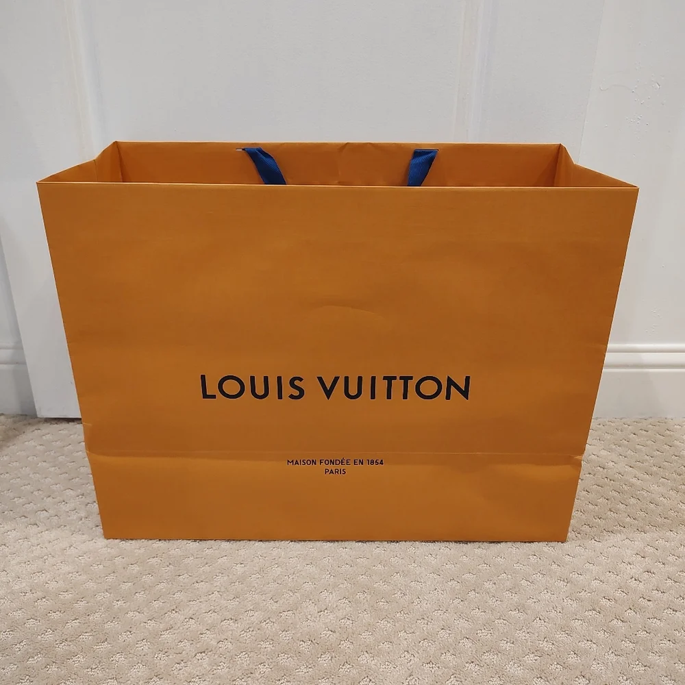 Louis Vuitton XL Shopping Gift Bag Paper Ribbon Handles Authentic Large …